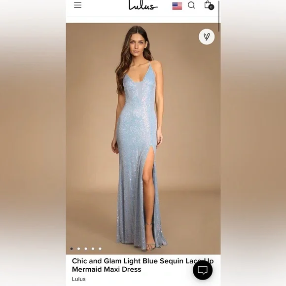 Lulus | Dresses | Lulus Prom Dress Chic And Glam Light Blue Sequin Laceup  Mermaid Maxi Dress | Poshmark